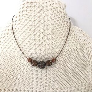 Chico’s Wire Strand Crystal Pave Ball Bead Choker Necklace